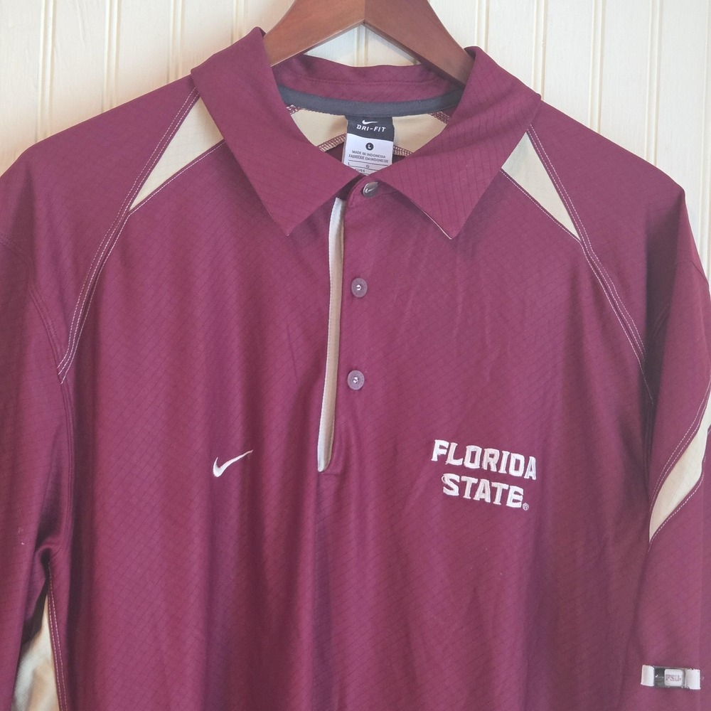 Florida State Seminoles Polo Shirt Mens Large Red NCAA Football Nike Dri Fit